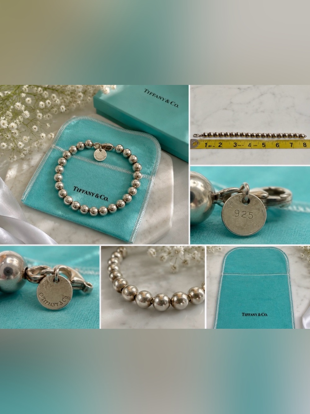 Vintage Tiffany & Co. Sterling Silver 925 Bead Ball Bracelet 10mm